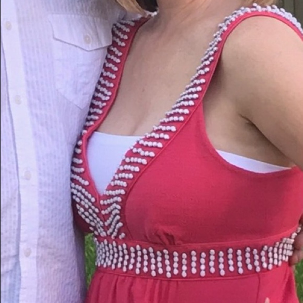 Elizabeth McKay pink coral beaded summer dress